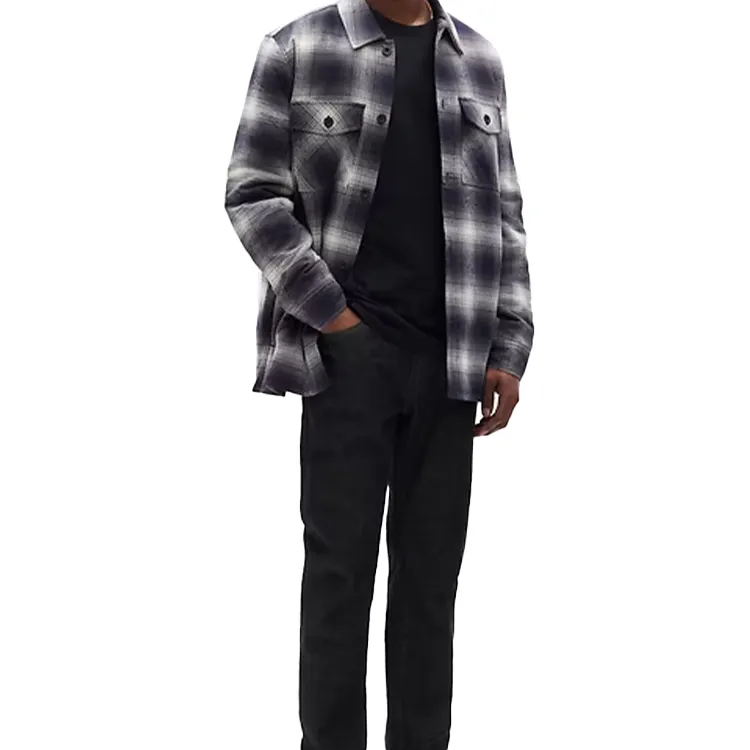 Low Price Mens Plaid Long Sleeve High Quality Flannel Shirts Customized