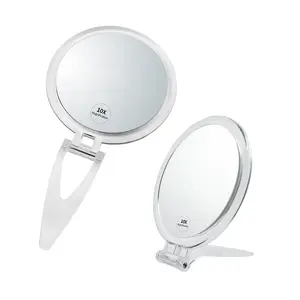 20X Magnifying Mini hand held mirror with foldable handle double sided traveling compact mirror