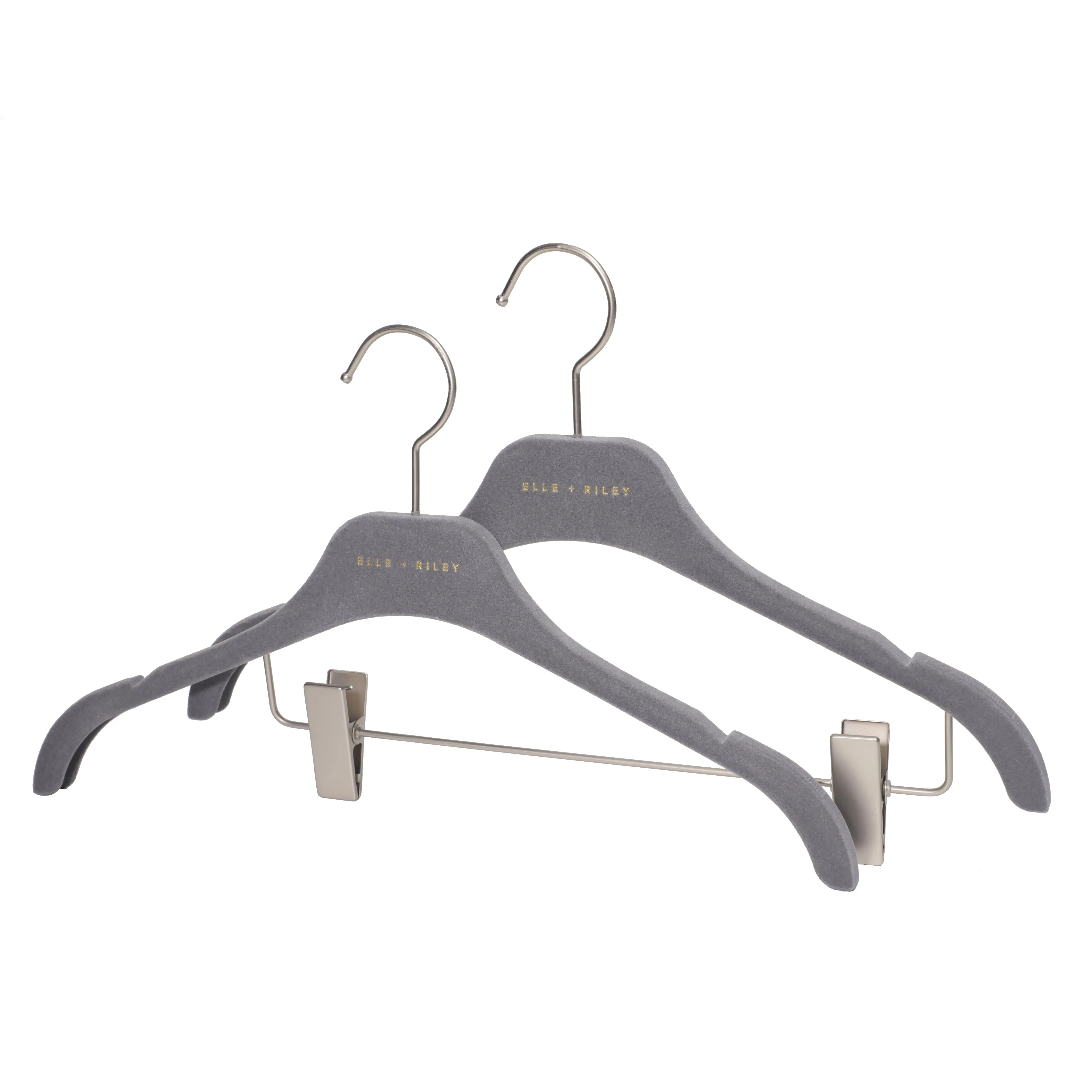 Lightweight Custom Logo Color Flocked Velvet Plastic Hanger with Non-Slip Surface for Shirt Blouse