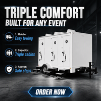 Remorque sanitaire AC à trois portes et trois postes de travail avec panneau sandwich 5 couches et revêtement électrolytique antirouille pour événements VIP