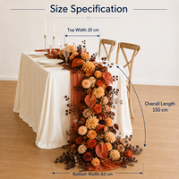 Guirlande de table florale en soie pré-assemblée, tons terre, effet cascade, prête à l'emploi, chemin de table floral personnalisé pour la décoration de mariages, banquets et événements