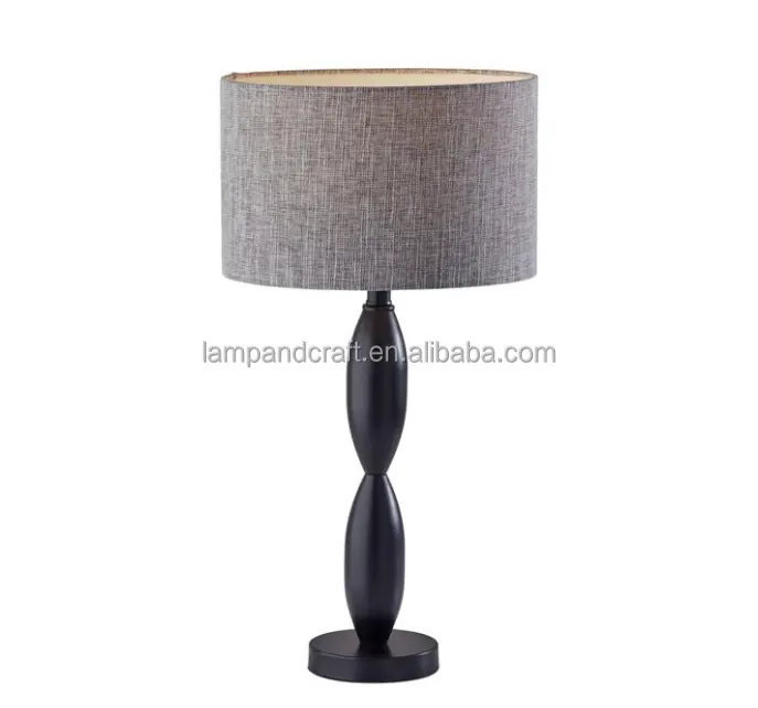 Abat-jour gris base noire lampe de table pour hôtel chambre salon chambre bureau maison éclairage décoration