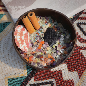 Cuenco de Cuarzo LANJO con Forma Redonda y Virutas de Cristal Natural en Cuenco de Cáscara de Coco para Decoración del Hogar - Product Image 6