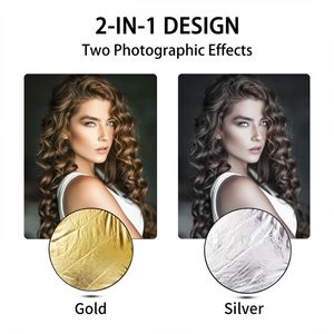 1. KAMPHO Silver & Golden Réflecteur <span class=keywords><strong>photo</strong></span> 2-en-1 Réflecteur rond pliable pour <span class=keywords><strong>portrait</strong></span> Natures mortes Lumière de remplissage - Product Image 2
