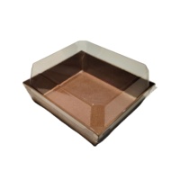Boîtes pliantes pour pâtisserie en matériaux recyclés 10*10*5cm, blanc kraft brun avec fenêtre et couvercle transparent, boîte à gâteau
