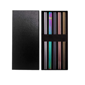 Vajilla de color especial reutilizable con logotipo personalizado, <span class=keywords><strong>palillos</strong></span> de titanio y metal de acero inoxidable respetuosos con el medio ambiente - Product Image 5