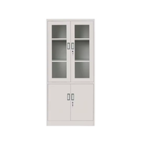 Armoire de classement de bureau moderne en métal avec porte vitrée mobile