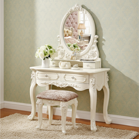 Coiffeuse en bois de style européen moderne et élégante, best-seller, avec miroir éclairé et design écoresponsable pour petites maisons