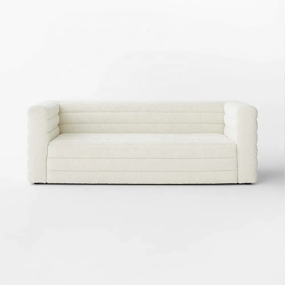 2022 newest italian fabric sofa couch the live room home sofa white boucle sofa set furniture