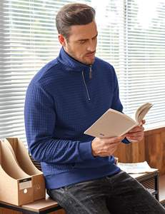 Sudadera con estampado de gofres bordado personalizado para hombre, sudadera con media cremallera, sudadera informal con capucha y bolsillo, conjunto de manga larga - Product Image 2