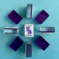Mahjong américain moderne de luxe en acrylique gravé avec un lapin porte-bonheur violet, portable et pliable pour les jeux de société en famille