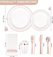 350 pièces ensembles de vaisselle robustes pour 50 invités blanc Chine Look fête mariage vaisselle en plastique jetable pour fête mariage