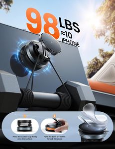 Support de téléphone magnétique sans fil universel pour voiture, fixation par ventouse, charge rapide 15W, pour voiture, camion, SUV - Product Image 3