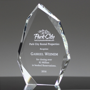 Exquisito Trofeo de Cristal Grabado - Personalizado para Contribuciones Filantrópicas y Logros Duraderos - Product Image 2