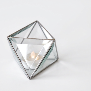 Fabricants de porte-bougies miniatures en verre biseauté avec cadre argenté pour la décoration de table - Product Image 2