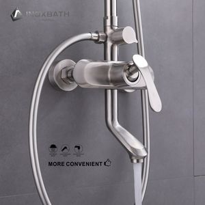 Ensemble de robinetterie de salle de bain de luxe en or, nouveau design, chaud et froid, acier inoxydable 304, système de <span class=keywords><strong>colonne</strong></span> à tête noire avec douche à jet de massage - Product Image 2