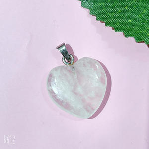 Colgante de acero inoxidable con corazón de piedra de cristal Natural para mujer, colgante de ágata con piedras preciosas DIY, collar, joyería - Product Image 3