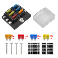 Boîtier de fusibles automobile 12-24V avec porte-fusibles à lame, voyant LED et vis de fixation pour véhicule, camping-car, yacht, VTT, UTV