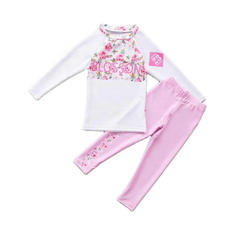 Kids Rash Guard swimsuit girl Full Body Long Sleeve Long Pants  Two Piece Swimwear Set for  Girl UPF 50+ Sunsuit Sets