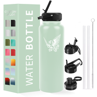 Bouteille d'eau à double paroi en acier inoxydable 316 personnalisée avec logo personnalisé 12 oz avec différents couvercles