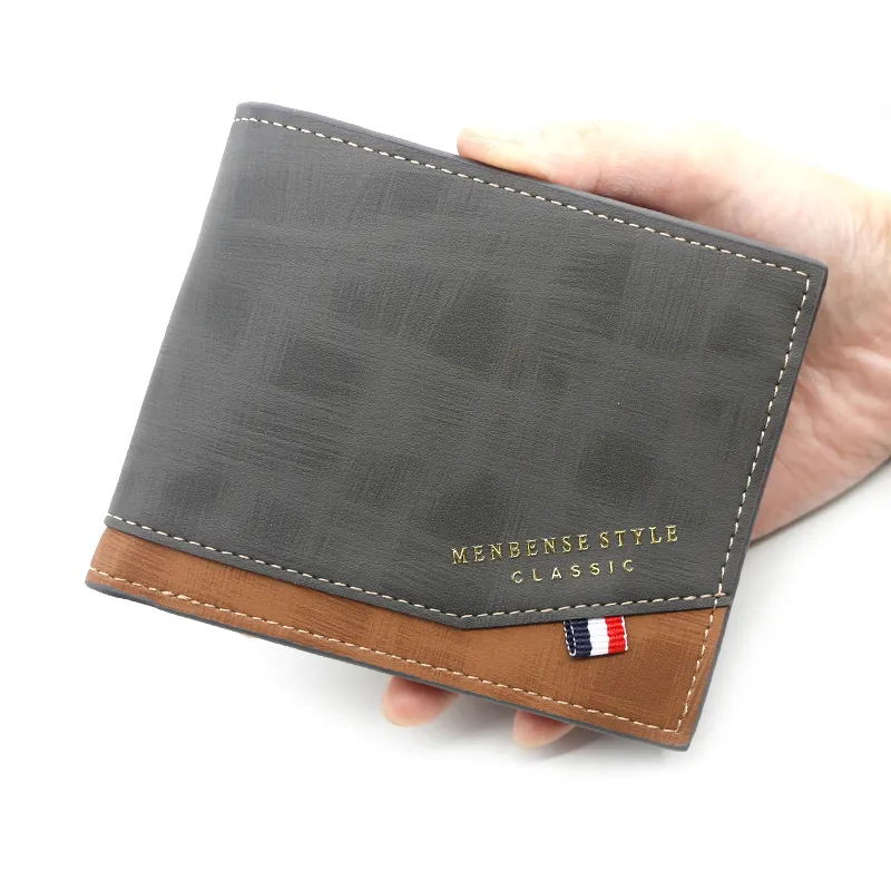 wholesale PU Leather Wallet Men Simple Casual Short Purse Small Clutch Male Wallet