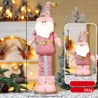 Poupée en peluche de Noël rétractable rose, Père Noël, Bonhomme de neige, Renne, Ornement de table de Noël tricoté