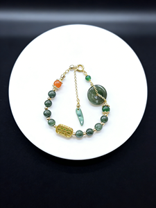 سوار سلسلة عصري من اليشم الأخضر، أقراط متدلية بشرابة للكاحل، تصميم طويل بمقبض - Product Image 2