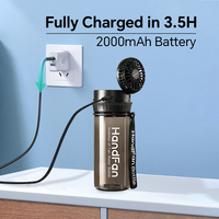 Ventilateur portable et bouteille d'eau 2-en-1, tasse rafraîchissante rechargeable avec bouteille Tritan 2000 mAh, étanche IPX7 pour l'extérieur