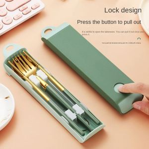 Hot Selling 316 <b>Portable</b> Cutlery Set Luxury Stainless Steel Metal Fork Spoon Chopsticks Travel Picnic Flatware Silverware - Product Image 5
