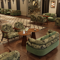 Canapés de restaurant en bambou de style occidental, ensembles de tables et chaises de café, mobilier personnalisable de style français vintage pour maisons d'hôtes et hôtels