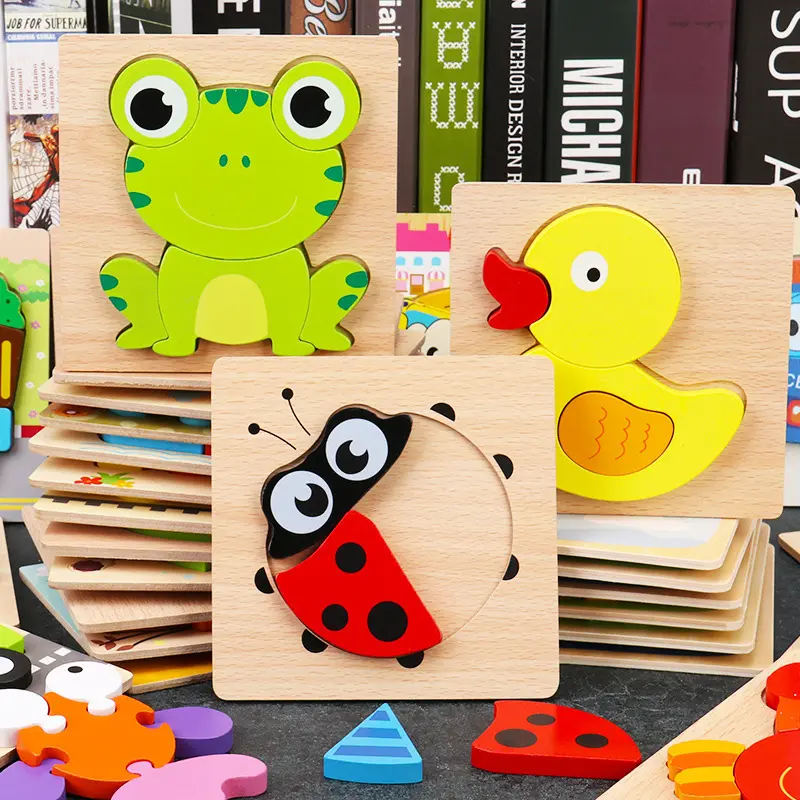 Wooden Puzzles Educational Toy 2022 Children Wooden for Kids 3d Box Wood Unisex Rectangle 2pcs