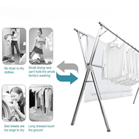 Séchoir à linge pliable en acier inoxydable design X, séchoir à linge multifonctionnel pour la maison