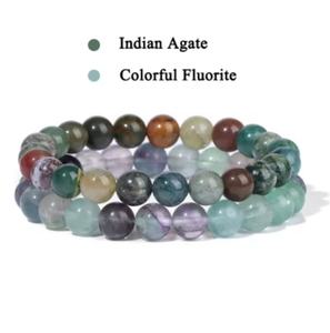 Gran oferta de pulseras de 2 piezas para mujer, conjunto de pulsera de piedra Natural, brazalete de cuentas de ágata de 8mm, pulsera de cristal turquesa, joyería curativa para hombres - Product Image 1