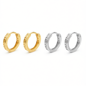 Orecchini a Cerchio De Monticelli in Oro Bianco, Design Geometrico, Gioielli Unisex alla Moda, Diametro 13mm - Product Image 1