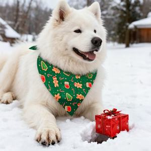 Pañuelo Triangular para Mascotas, Bufanda Navideña para Perro, Poliéster Ecológico con Estampado, Accesorios con Borde Ligero - Product Image 2