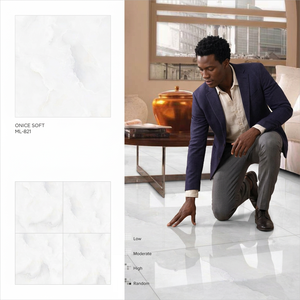 Crema Marble Look Polished Glazed Porcelain Floor Tiles Premium Design 80x80cm Luxury Finish - Product Image 2