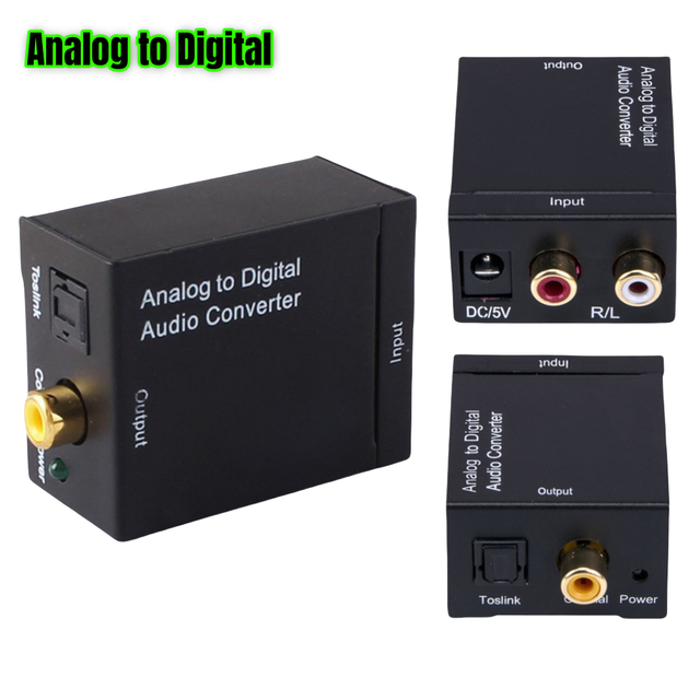 RCA Analog to Digital Audio Converter RCA L/R to Optical Toslink Coaxial Audio Converter Adapter with Optical Cable