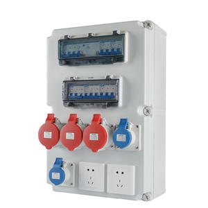 Équipement de distribution d'énergie industrielle, boîte de distribution électrique triphasée avec prise et douille, protection IP66, matériau PC gris - Product Image 3