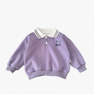 Polo de Manga Larga 100% Algodón para Niños, Estilo Holgado, Bloques de Color, Estilo Preppy, Top de Otoño con Empalmes - Product Image 4