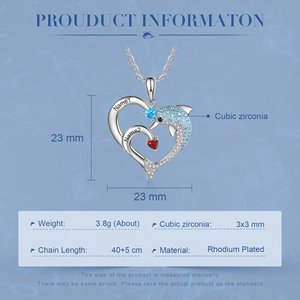 <span class=keywords><strong>Collier</strong></span> personnalisé avec pierre de naissance, cadeau tendance pour la Saint-Valentin et les anniversaires, <span class=keywords><strong>collier</strong></span> avec nom personnalisé, cœur, <span class=keywords><strong>dauphin</strong></span>, diamant incrusté - Product Image 3
