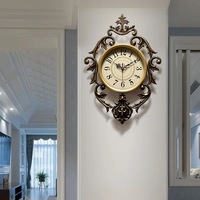 Jam Dinding Vintage Grosir Jam Dinding Coklat Senyap Dekorasi Rumah Mewah Ekstra Besar untuk Ruang Tamu Dekorasi Kantor