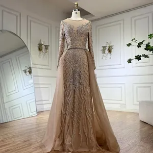 Vestidos de Noche Musulmanes de Lujo Color Nude, Estilo Sirena, 2024, con Falda Superior con Cuentas, Elegantes para Mujer, Fiesta, Serene Hill LA71597 - Product Image 2