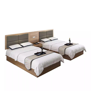 3 Star Hotel Bedroom Sets Custom Low Cost Durable <b>Wooden</b> <b>Single</b> Twin <b>Bed</b> With Headboard Nightstands TV Cabinet Desk & Wardrobe - Product Image 3
