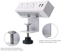 Multiprise de bureau 3 prises CA avec pince amovible et port USB, rallonge pour la maison et le bureau