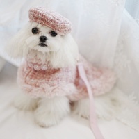 Nouveau designer de luxe rose tweed tissu laine Cape ensemble vêtements pour animaux de compagnie trois pièces manteau collier de chien pulls chat chiot robes