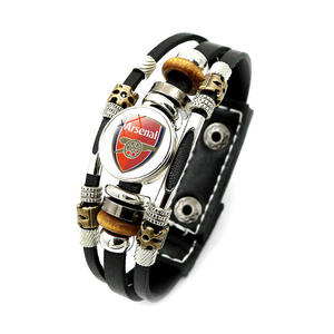 Bracciale con stemma di club di calcio europeo, design sole e luna, multistrato in kevlar e pietra naturale, gioiello da polso per uomo e donna - Product Image 4