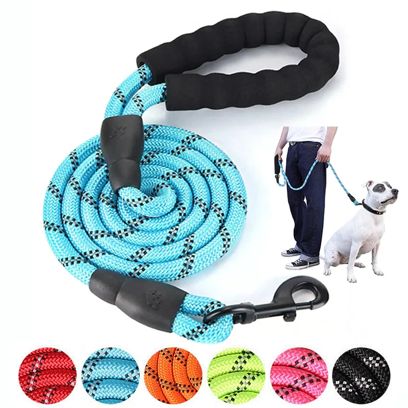Heavy Duty Reflective Training Tracking Safety Nylon Strong Pet Rope Dog Slip Leads Dog Leash for Medium Large Dogs