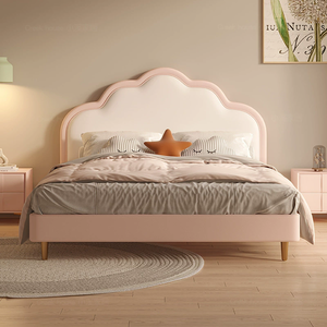 Cadre de lit moderne en bois massif pour enfants, lit de princesse en cuir, cadre de lit en bois pour enfants, meubles de chambre à coucher - Product Image 2