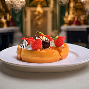 Waffle Fruit Cream Dessert Golden Crispy Waffle Delicious Story Strawberry Blueberry Banana Afternoon Tea Enjoy Leisure Time Joy - Product Image 1