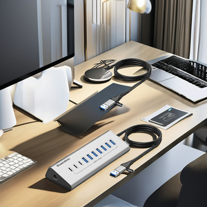USB 3.0 tốc độ cao 10-trong-1 hợp kim nhôm Hub <span class=keywords><strong>7</strong></span> cổng Multiport Loại-C USB C SPLITTER 5Gbps tốc độ SD giao diện loại - Product Image 3